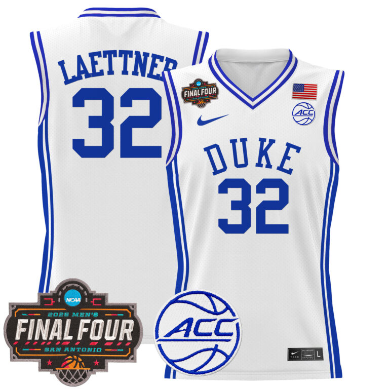 Men Duke Blue Devils #32 Laettner white 2025 Final Four Patch NCAA Jersey->ncaa teams->NCAA Jersey